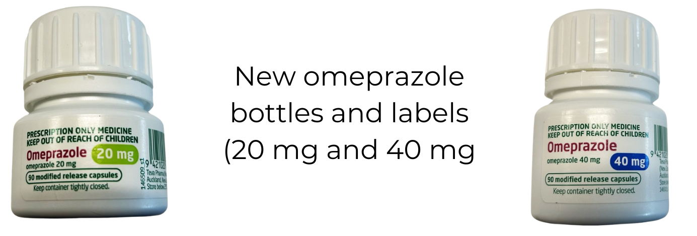 two squat white plastic pill bottles that look the same. Key difference is the labels indicating the strength.. 