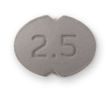 The back of the grey pill has 2.5 etched on it