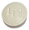 A round white tablet with a 41 etched on it